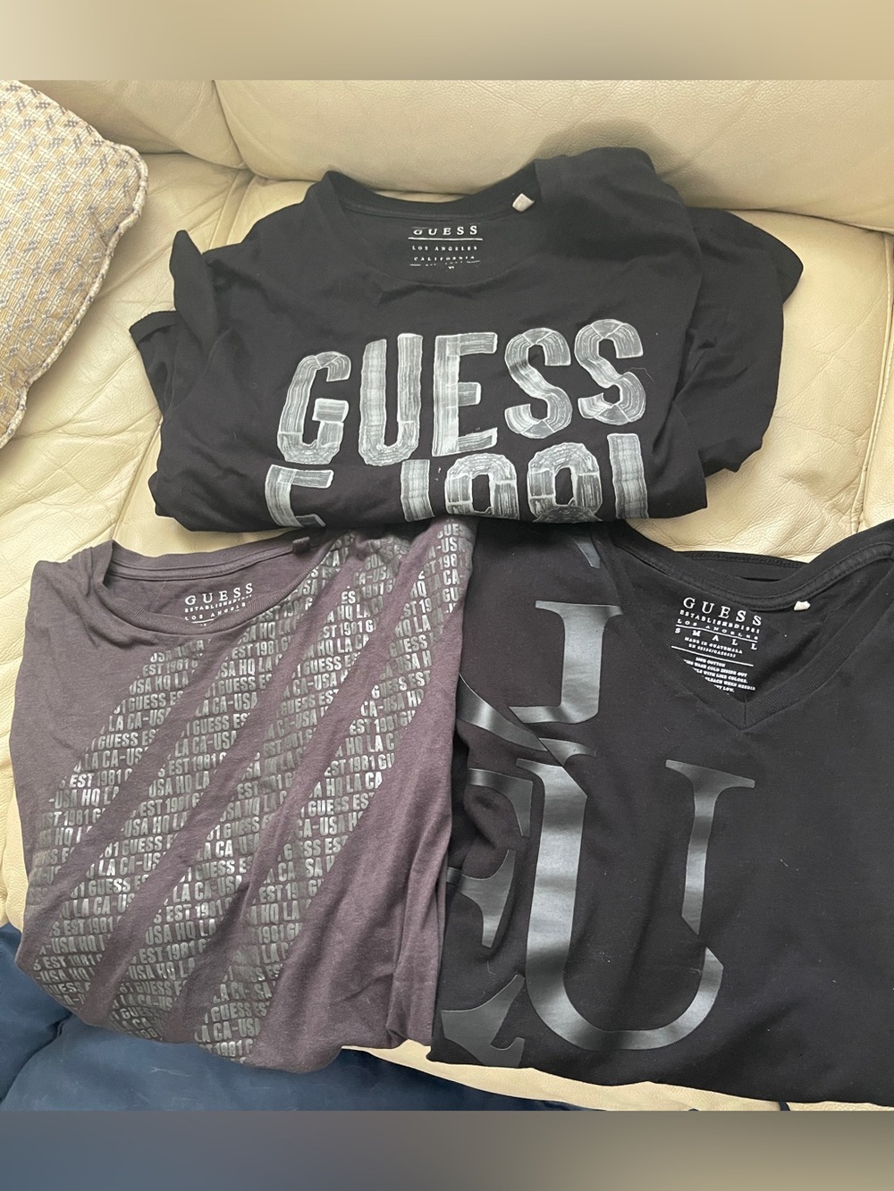 Bundle, GUESS Black & Deep Plum Graphic Tee Trio